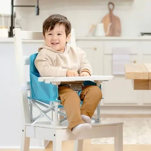 Regalo My Chair 2-in-1 Portable Travel Booster Seat & Activity Chair, Bonus Kit Includes, Oversized Removable Tray with Cup Holder, Aqua - 1