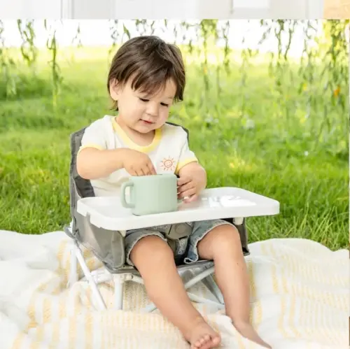 Regalo My Chair 2-in-1 Baby High Chair & Portable Travel Booster Seat, High Chair for Babies & Toddlers, Booster Seat for Kitchen Chair, Oversized Tray with Cup Holder, Gray - 5