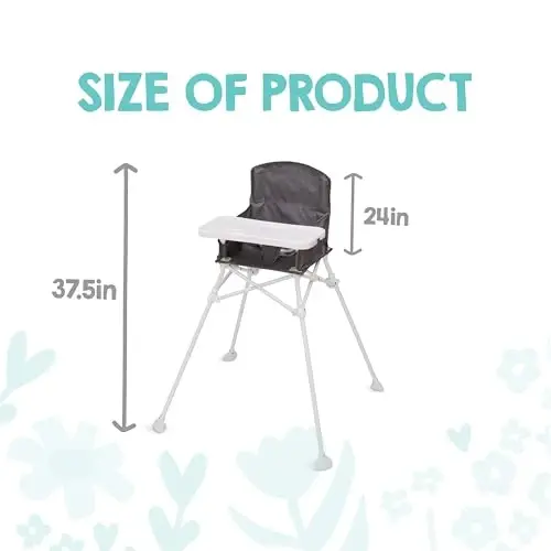 Regalo My High Chair Portable Travel Fold & Go Highchair, Indoor and Outdoor, Bonus Kit, Includes Tray with Cup Holder, Grey - REGALO