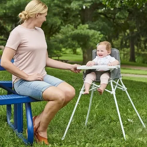 Regalo My High Chair Portable Travel Fold & Go Highchair, Indoor and Outdoor, Bonus Kit, Includes Tray with Cup Holder, Grey - 4