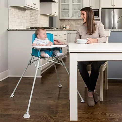 Regalo My Portable High Chair, Foldable High Chair for Babies & Toddlers, Indoor/Outdoor Baby Chair, Travel High Chair with Tray & Cup Holder, Aqua - REGALO