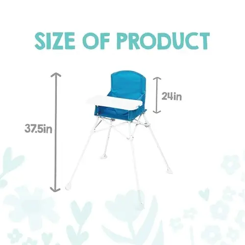 Regalo My Portable High Chair, Foldable High Chair for Babies & Toddlers, Indoor/Outdoor Baby Chair, Travel High Chair with Tray & Cup Holder, Aqua - 2