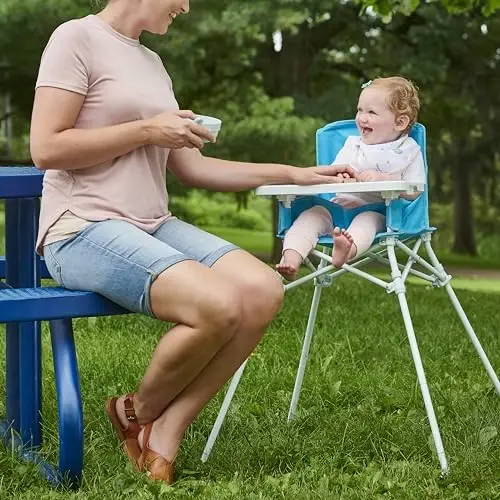 Regalo My Portable High Chair, Foldable High Chair for Babies & Toddlers, Indoor/Outdoor Baby Chair, Travel High Chair with Tray & Cup Holder, Aqua - 5