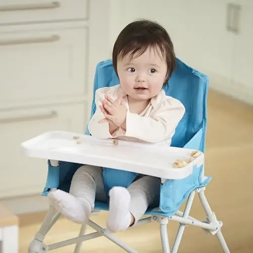 Regalo My Portable High Chair, Foldable High Chair for Babies & Toddlers, Indoor/Outdoor Baby Chair, Travel High Chair with Tray & Cup Holder, Aqua - 6