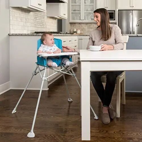 Regalo My Portable High Chair, Foldable High Chair for Babies & Toddlers, Indoor/Outdoor Baby Chair, Travel High Chair with Tray & Cup Holder, Aqua - 1