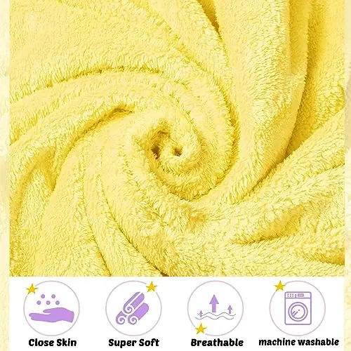 Reginary 4 Pack Baby Hooded Towels Coral Fleece Baby Bath Towels 30 x 30 Inch Soft Absorbent Hooded Bath Blanket for Newborn Toddler Infant Boy Girl Shower Gift Supplies (Pink, Purple, Yellow, Beige) - 3