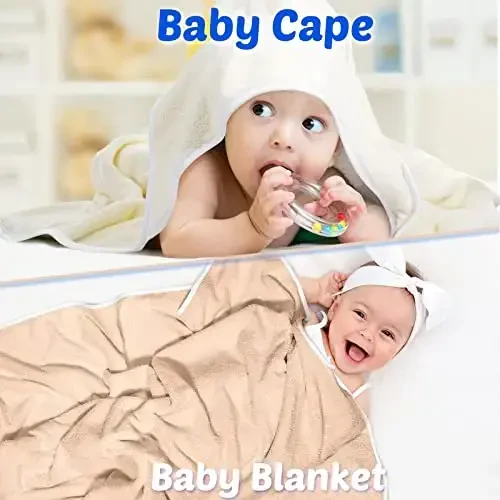 Reginary 4 Pack Baby Hooded Towels Coral Fleece Baby Bath Towels 30 x 30 Inch Soft Absorbent Hooded Bath Blanket for Newborn Toddler Infant Boy Girl Shower Gift Supplies (White, Gray, Brown, Blue) - 5