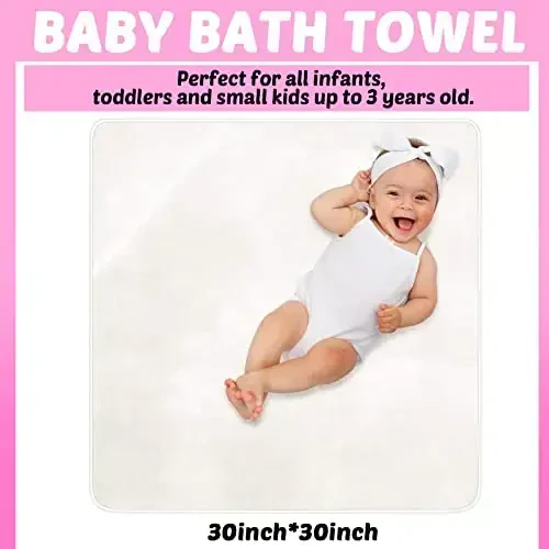 Reginary 4 Pack Baby Hooded Towels Coral Fleece Baby Bath Towels 30 x 30 Inch Soft Absorbent Hooded Bath Blanket for Newborn Toddler Infant Boy Girl Shower Gift Supplies (White, Pink) - 2