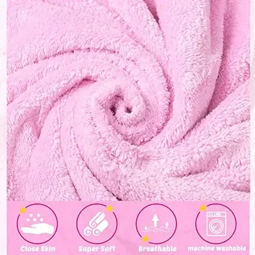 Reginary 4 Pack Baby Hooded Towels Coral Fleece Baby Bath Towels 30 x 30 Inch Soft Absorbent Hooded Bath Blanket for Newborn Toddler Infant Boy Girl Shower Gift Supplies (White, Pink) - 3