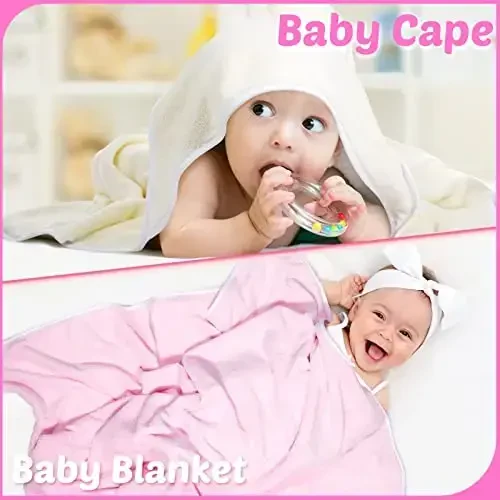 Reginary 4 Pack Baby Hooded Towels Coral Fleece Baby Bath Towels 30 x 30 Inch Soft Absorbent Hooded Bath Blanket for Newborn Toddler Infant Boy Girl Shower Gift Supplies (White, Pink) - 5
