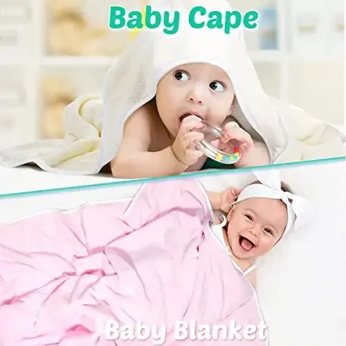 Reginary 4 Pack Baby Hooded Towels Coral Fleece Baby Bath Towels 30 x 30 Inch Soft Absorbent Hooded Bath Blanket for Newborn Toddler Infant Boy Girl Shower Gift Supplies (White, Pink, Green, Blue) - 5