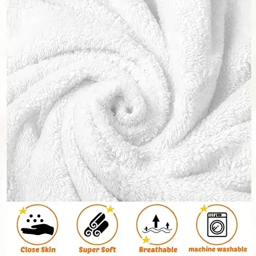 Reginary 4 Pack Chaqaloq Hooded Sochiqlari Marjon Jun Chaqaloq Hammom Sochiqlari 30 x 30 dyuymli Yumshoq Singdiruvchi Kaputli Hammom Ko'rpasi Yangi tug'ilgan chaqaloqlar uchun yomg'ir sovg'alari (Oq) - 2