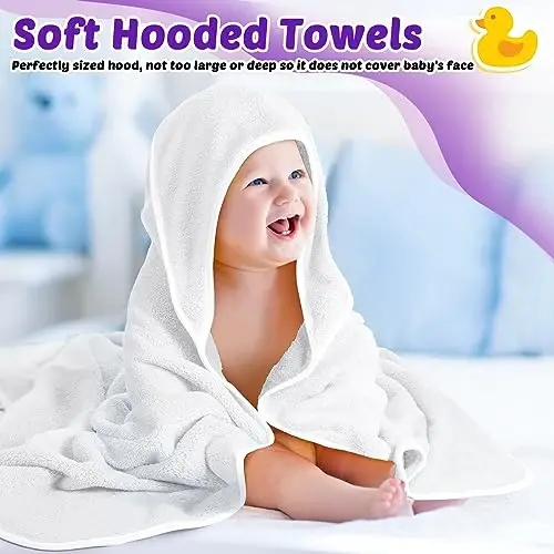 Reginary 4 Pack Hooded Baby Bath Towels Coral Fleece, Beige Purple, Solid | 30x30 Inch Soft Absorbent Baby Towels for Newborn Toddler Infant Boy Girl, Bath Wrap Blanket , Quick Dry Warm - 4
