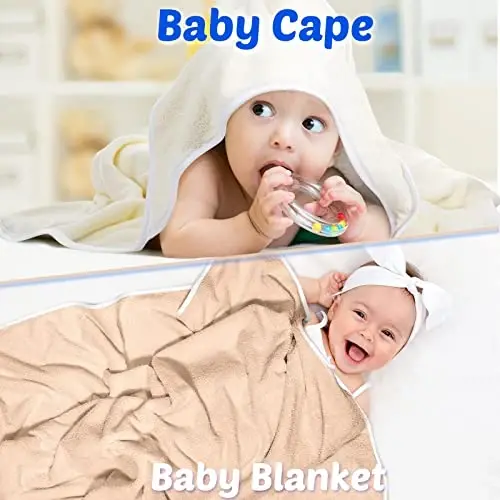 Reginary 4 Pack Hooded Baby Bath Towels Coral Fleece, Classic Mix, Solid | 30x30 Inch Soft Absorbent Baby Towels for Newborn Toddler Infant Boy Girl, Bath Wrap Blanket , Quick Dry Warm - 5