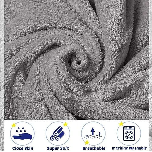 Reginary 4 Pack Hooded Baby Bath Towels Coral Fleece, Gray Blue, Solid | 30x30 Inch Soft Absorbent Baby Towels for Newborn Toddler Infant Boy Girl, Bath Wrap Blanket , Quick Dry Warm - 3