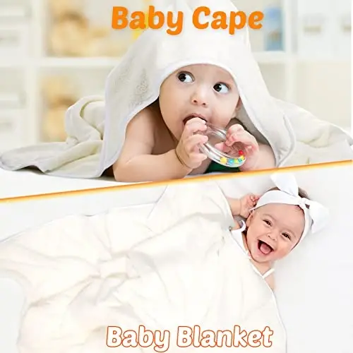 Reginary 4 Pack Hooded Baby Bath Towels Coral Fleece, White, Solid | 30x30 Inch Soft Absorbent Baby Towels for Newborn Toddler Infant Boy Girl, Bath Wrap Blanket , Quick Dry Warm - 5