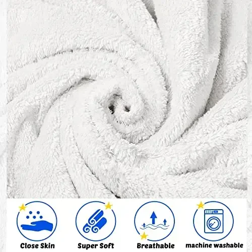 Reginary 4 Pack Baby Hooded Towels Coral Fleece Baby Bath Towels 30 x 30 Inch Soft Absorbent Hooded Bath Blanket for Newborn Toddler Infant Boy Girl Shower Gift Supplies (White, Gray, Brown, Blue) - 3