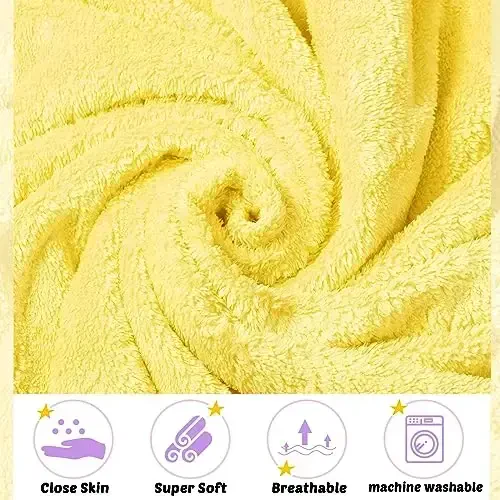 Reginary 4 Pack Baby Hooded Towels Coral Fleece Baby Bath Towels 30 x 30 Inch Soft Absorbent Hooded Bath Blanket for Newborn Toddler Infant Boy Girl Shower Gift Supplies (Pink, Purple, Yellow, Beige) - 3