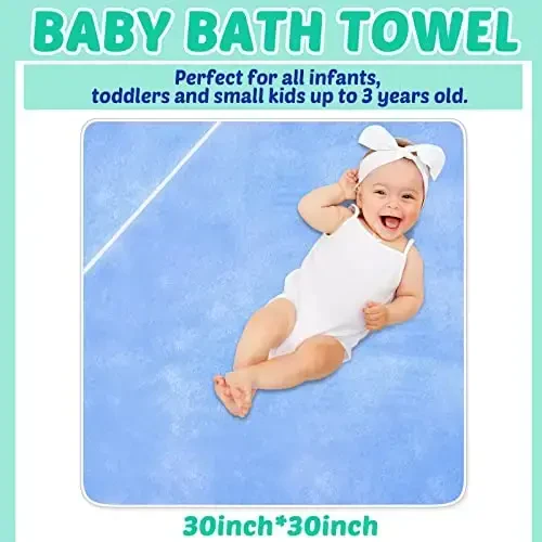 Reginary 4 Pack Baby Hooded Towels Coral Fleece Baby Bath Towels 30 x 30 Inch Soft Absorbent Hooded Bath Blanket for Newborn Toddler Infant Boy Girl Shower Gift Supplies (White, Pink, Green, Blue) - 2