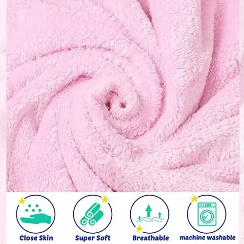 Reginary 4 Pack Baby Hooded Towels Coral Fleece Baby Bath Towels 30 x 30 Inch Soft Absorbent Hooded Bath Blanket for Newborn Toddler Infant Boy Girl Shower Gift Supplies (White, Pink, Green, Blue) - 3