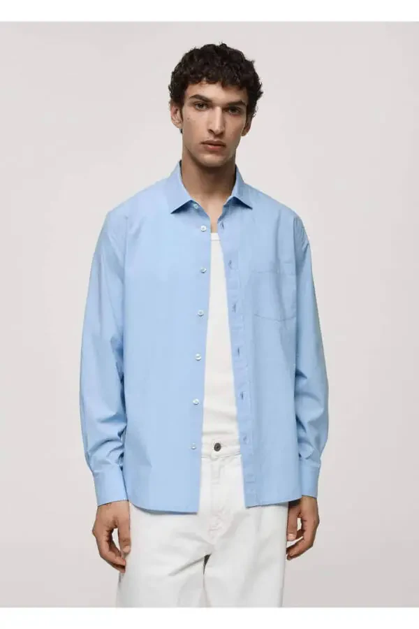 Regular Fit 100% Cotton Pocket Shirt - 1