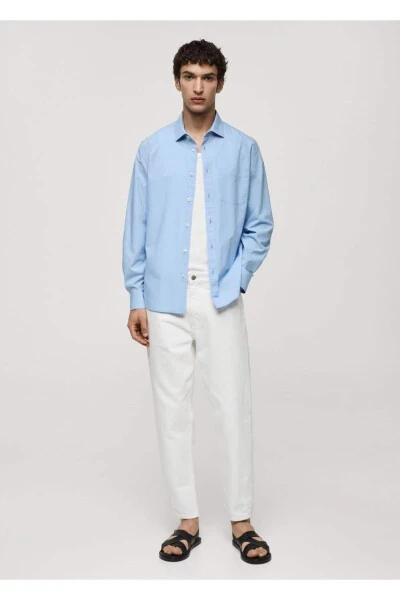 Regular Fit 100% Cotton Pocket Shirt - MANGO MAN (1)