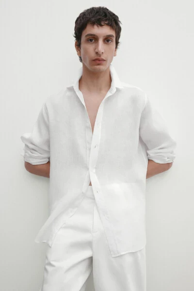 Regular Fit 100% Linen Shirt - 10