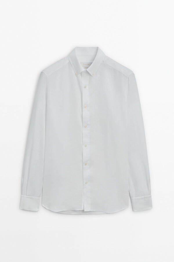 Regular fit 100% linen shirt. - 5