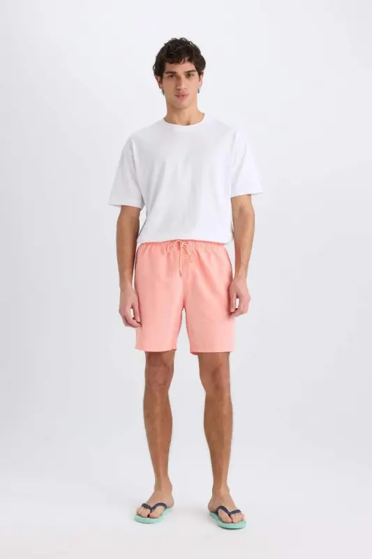 Regular Fit Above-the-Knee Swim Shorts Salmon - 3