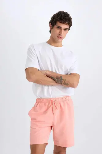 Regular Fit Above-the-Knee Swim Shorts Salmon - 4