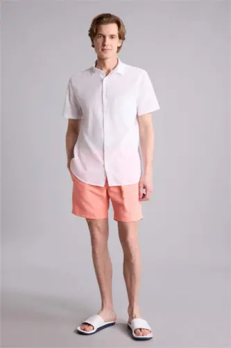 Regular Fit Above-the-Knee Swim Shorts Salmon - 1