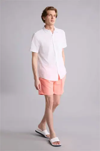 Regular Fit Above-the-Knee Swim Shorts Salmon - 3