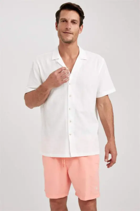 Regular Fit Above-the-Knee Swim Shorts Salmon - 4