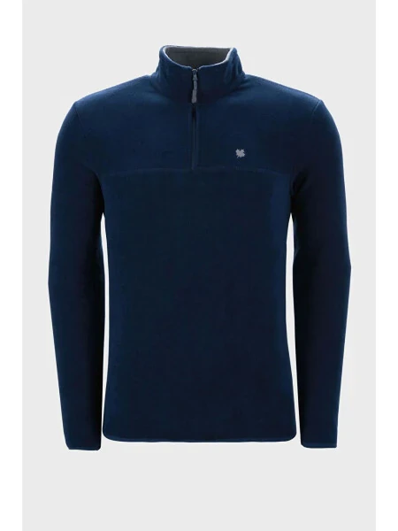 Lacivert Slim Fit Anti-Pilling Bato Yaka Kışlık Şardonlu Erkek Polar Sweatshirt 5906001-Lacivert - LC WAIKIKI (1)