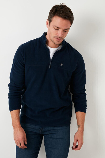 Lacivert Slim Fit Anti-Pilling Bato Yaka Kışlık Şardonlu Erkek Polar Sweatshirt 5906001-Lacivert - 27