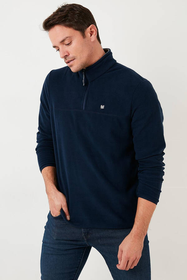 Lacivert Slim Fit Anti-Pilling Bato Yaka Kışlık Şardonlu Erkek Polar Sweatshirt 5906001-Lacivert - 24