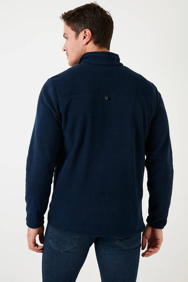 Lacivert Slim Fit Anti-Pilling Bato Yaka Kışlık Şardonlu Erkek Polar Sweatshirt 5906001-Lacivert - 19