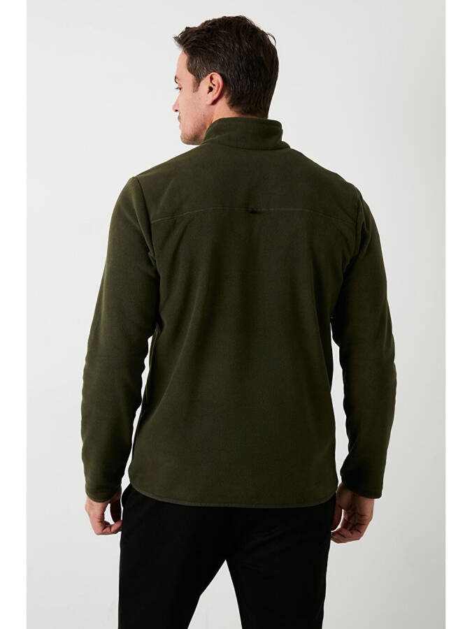 Haki Slim Fit Anti-Pilling Bato Yaka Kışlık Şardonlu Erkek Polar Sweatshirt 5906001-Haki - 6