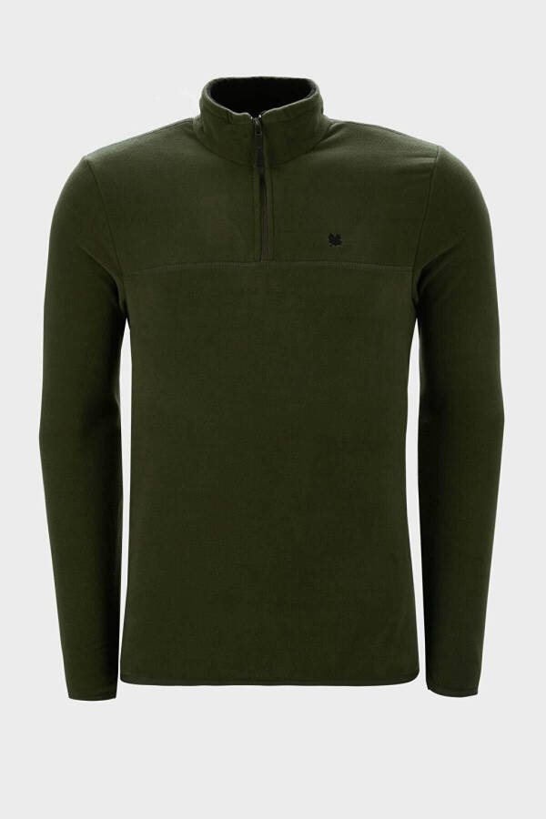 Haki Slim Fit Anti-Pilling Bato Yaka Kışlık Şardonlu Erkek Polar Sweatshirt 5906001-Haki - 31