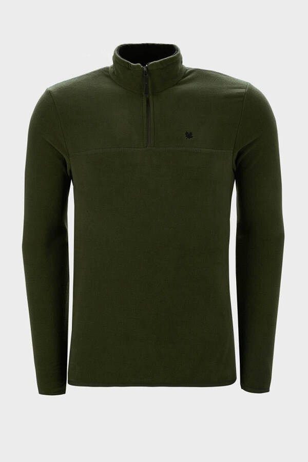 Haki Slim Fit Anti-Pilling Bato Yaka Kışlık Şardonlu Erkek Polar Sweatshirt 5906001-Haki - 26