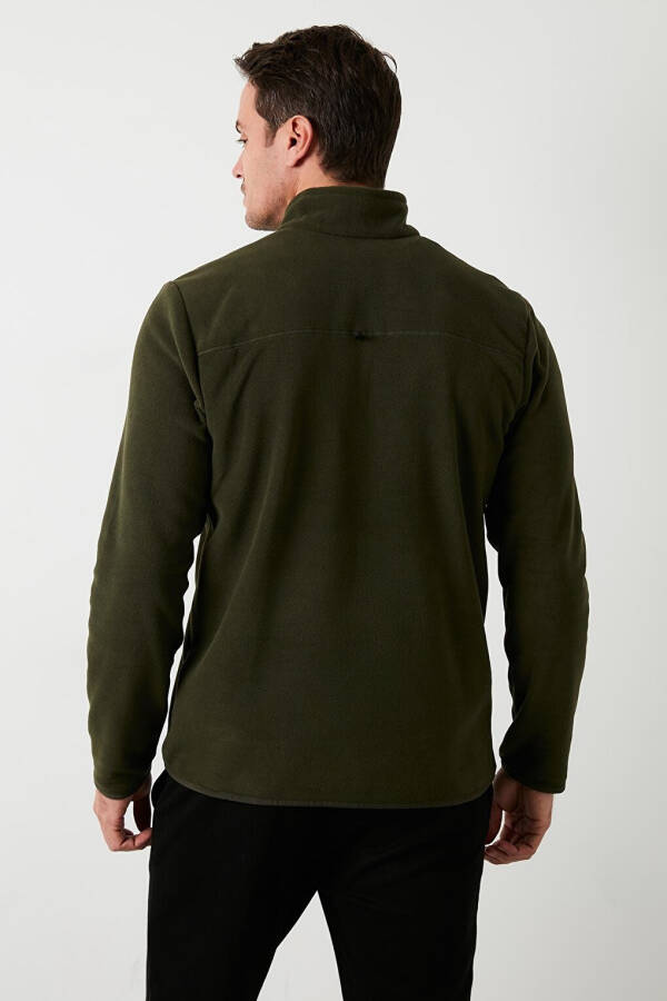 Haki Slim Fit Anti-Pilling Bato Yaka Kışlık Şardonlu Erkek Polar Sweatshirt 5906001-Haki - 19