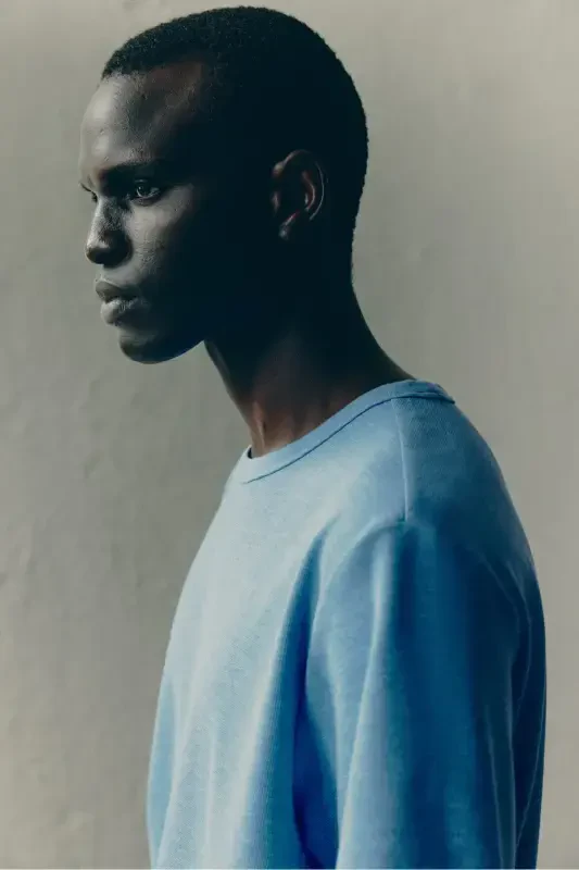 Regular Fit Asal Tekislik To‘qimali Futbolka-Ochiq moviy - 6