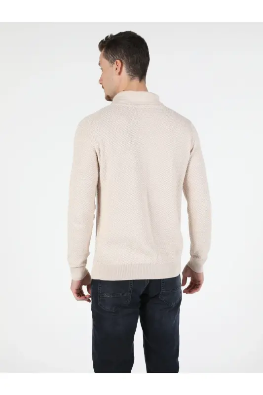 Regular Fit Balıkçı Yaka Erkek Bej Kazak - q1.v2_BME - 2