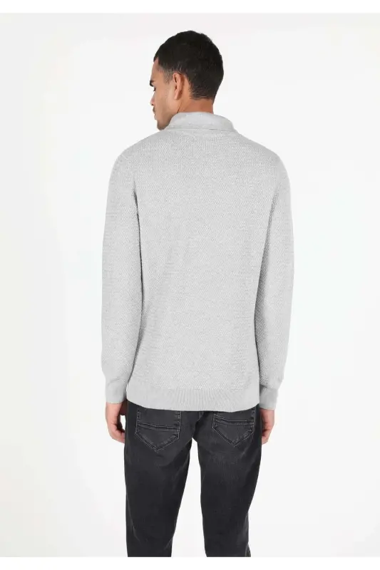 Regular Fit Balıkçı Yaka Erkek Gri Kazak-q1.v2_GRA - 2