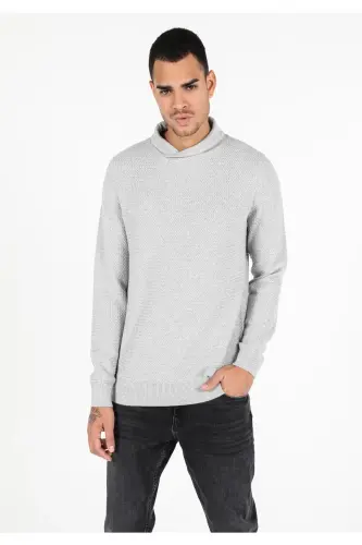 Regular Fit Balıkçı Yaka Erkek Gri Kazak-q1.v2_GRA - 4