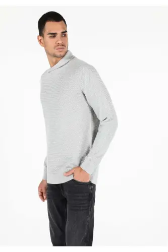 Regular Fit Balıkçı Yaka Erkek Gri Kazak - q1.v2_GRA - 3