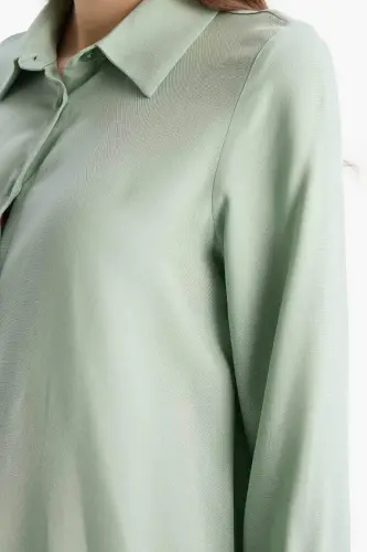Regular Fit Basic однотонная скромная рубашка-туника с длинными рукавами - мятный - 5