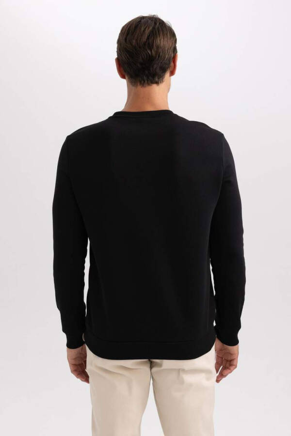 Regular Fit Bisiklet Yaka Basic Pamuklu Sweatshirt Siyah - 15