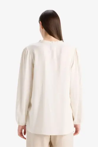Regular Fıt Simli Kumaş-Ekru - 6