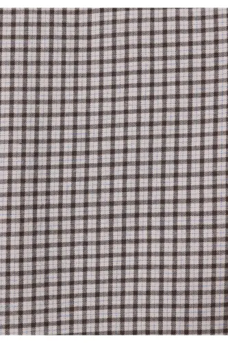 Regular fit, brown, long-sleeved, plaid men's shirt. - 5